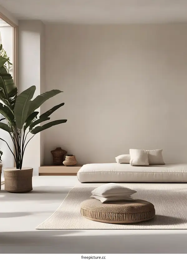 Minimalist Living Room Interior Design With Natural Elements And Neutral Colors