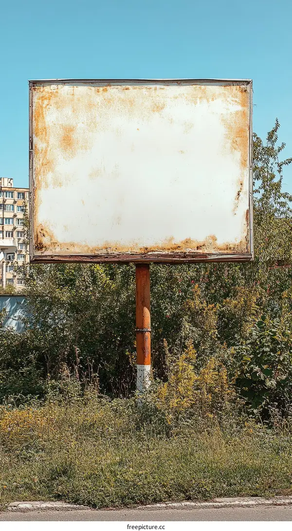 Blank Rusty Billboard in Outdoor Setting