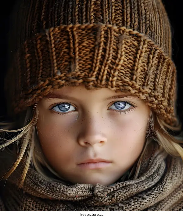 portrait of a girl in a brown hat and scarf
