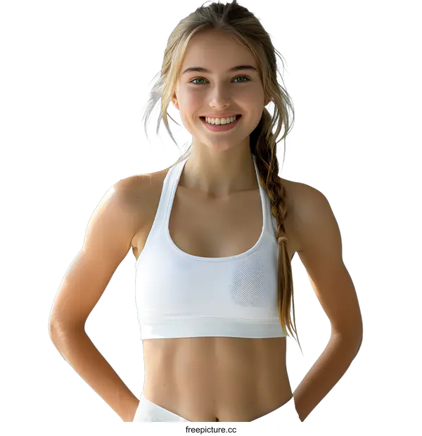 [Transparent Background PNG]Portrait of Smiling Young Woman in White