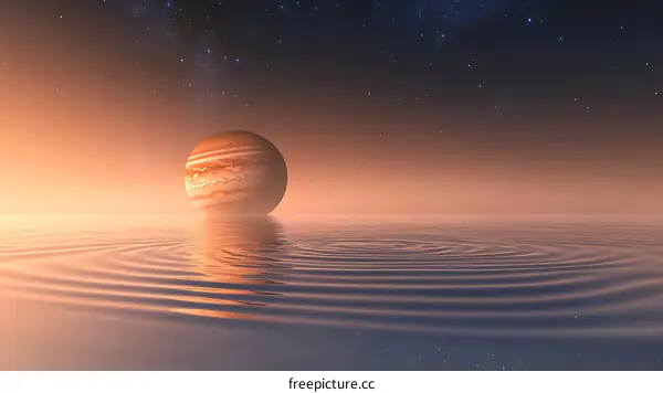 Jupiter Floating on a Calm Sea at Sunrise