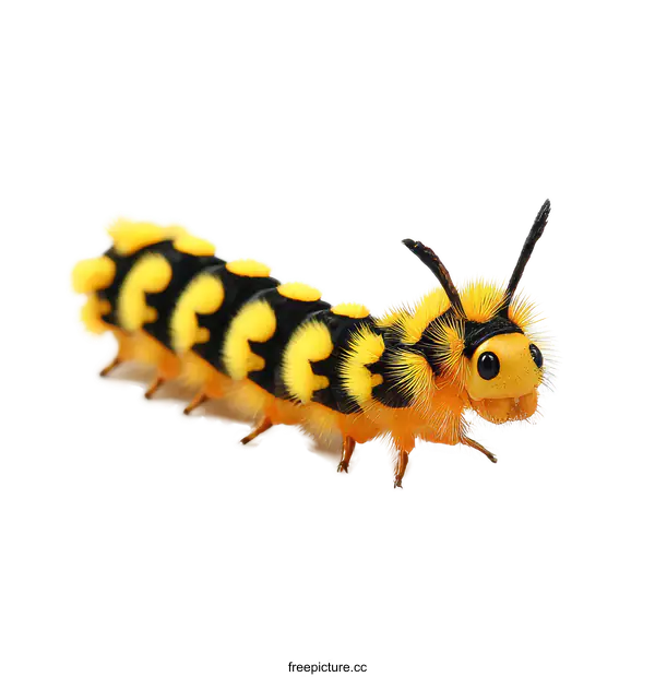 [Transparent Background PNG]Close-up of a Colorful Caterpillar