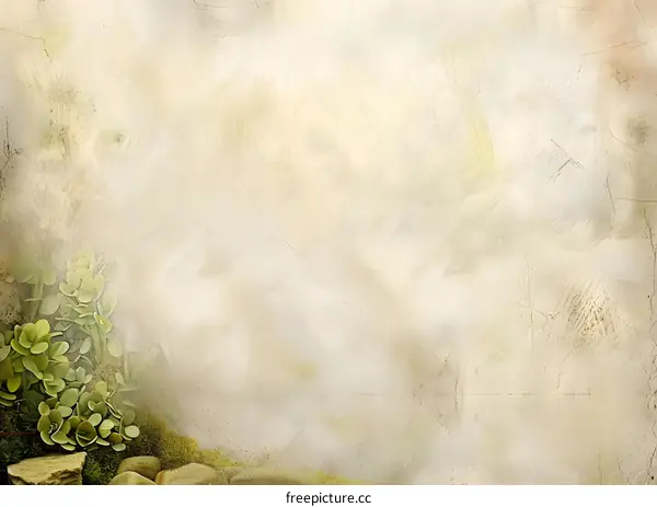 Abstract Watercolor Background With Green Plants