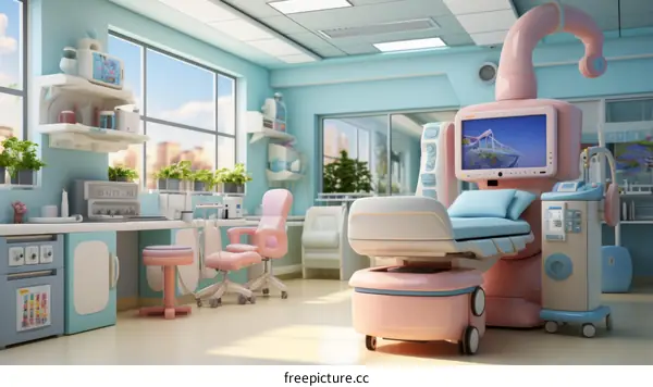 An Illustration of a Modern Hospital Room Interior