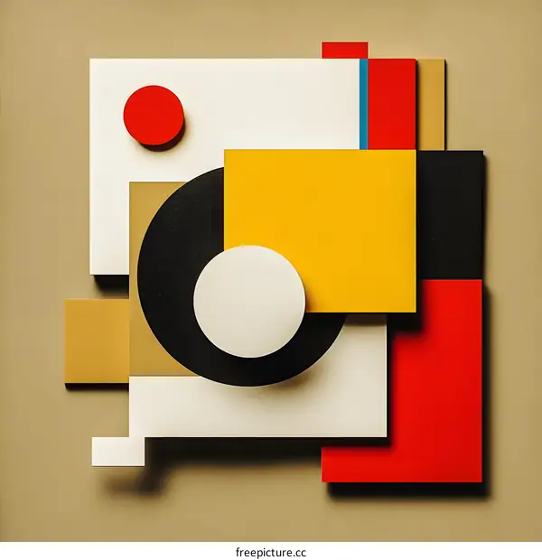 Abstract Geometric Shapes with Yellow, Red, White and Black Colors