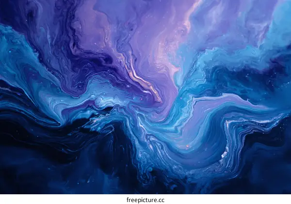 Abstract Blue and Purple Liquid Art
