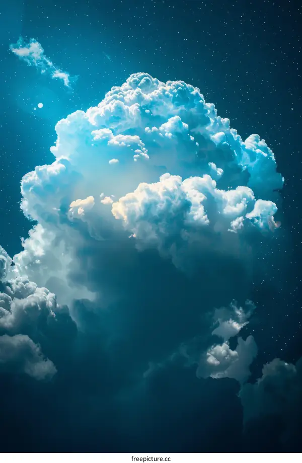 A seascape with white cloud and moon