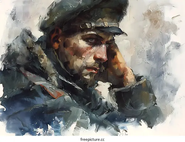 Portrait of a Young Man in a Military Cap