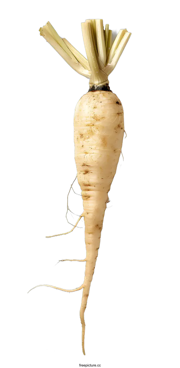 [Transparent Background PNG]Closeup of a Single Parsnip Root with White Background