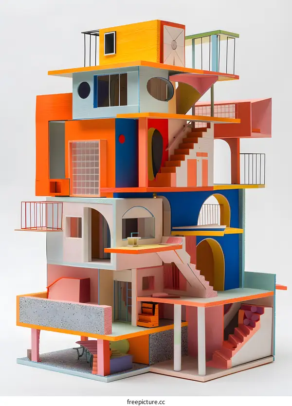 A colorful 3D model of a house