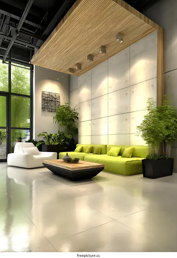 Modern Concrete Lobby Interior Design Illustration