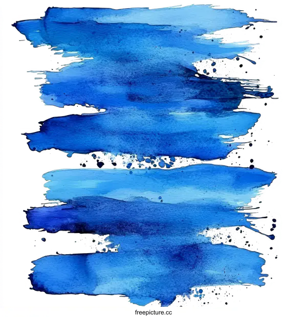 [Transparent Background PNG]Abstract Blue Watercolor Strokes