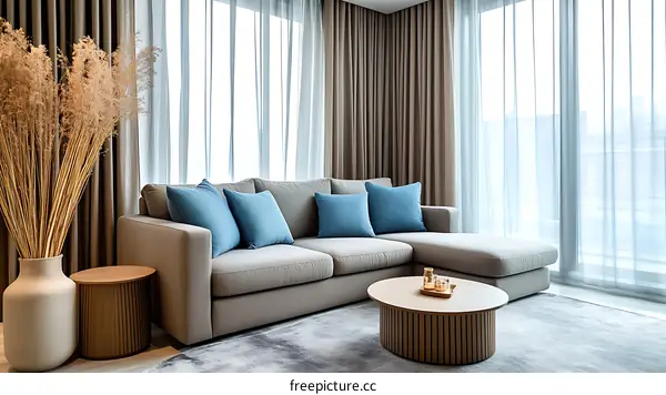 Modern Living Room Interior Design with Large Window