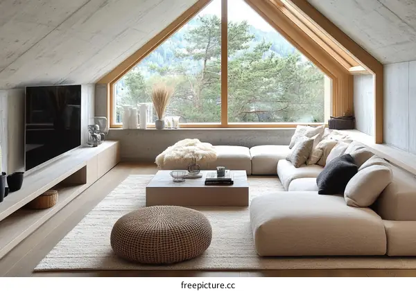 Modern Scandinavian Living Room with Large Window