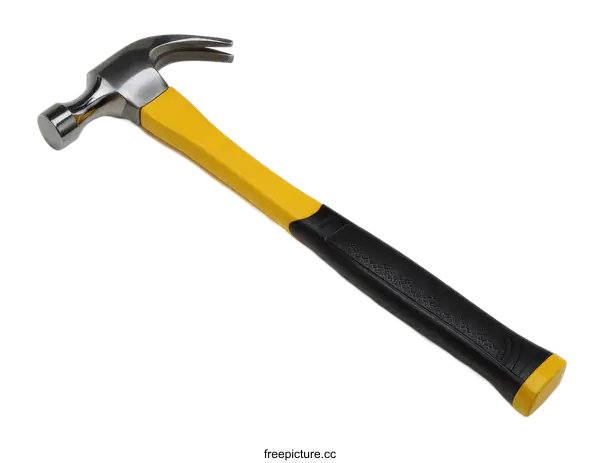 [Transparent Background PNG]Yellow and Black Claw Hammer on White Background