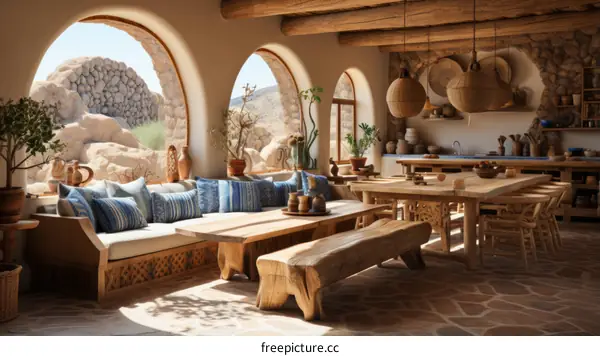 Earthen Home Interior Design With Stone And Wood