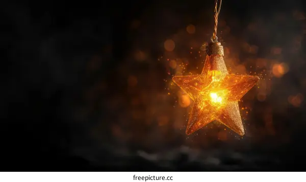 Glowing Christmas star on dark background