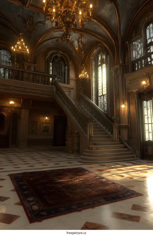 Grand Staircase in a Luxurious Palace Interior