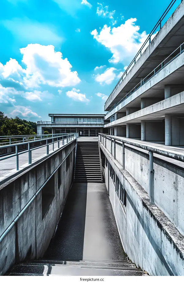 Concrete Stairway and Building Exterior