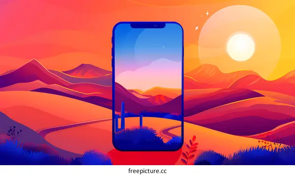 Sunset Landscape Phone Wallpaper