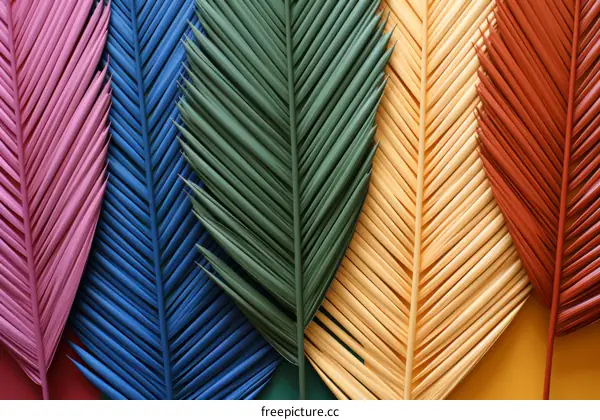 Colorful palm leaves background