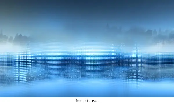 Abstract Blue City Skyline Digital Illustration