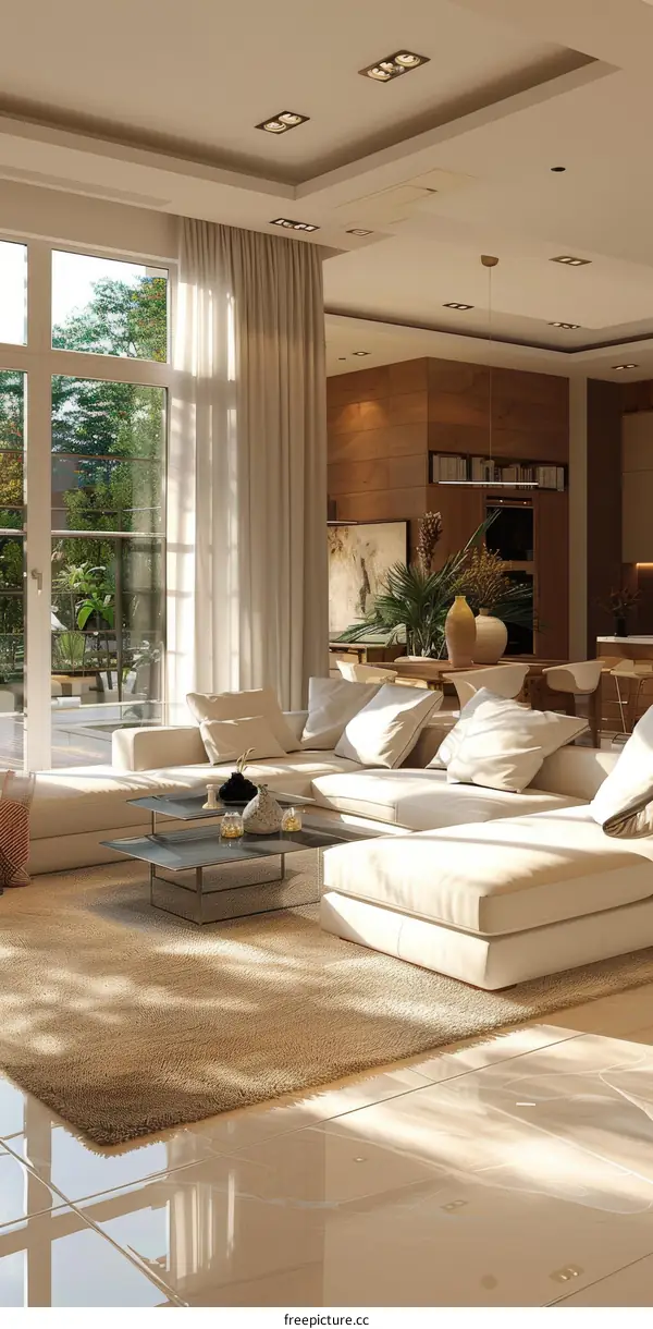 Modern Minimalist Living Room Interior with Ample Sunlight