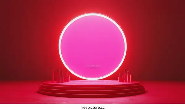 Neon Pink Circle Stage Design Illustration