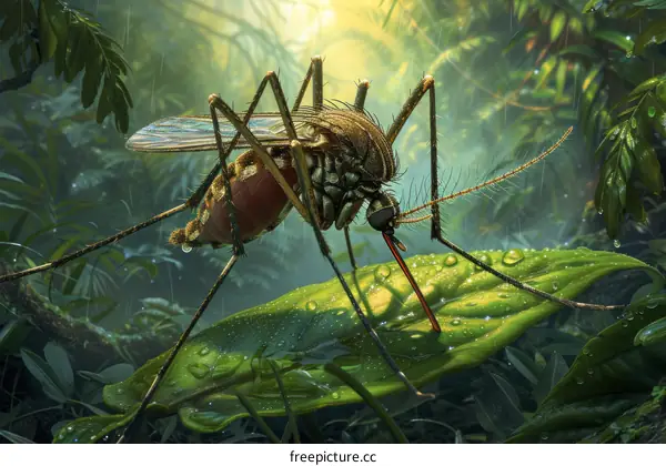 prehistoric mosquito in the rain forest