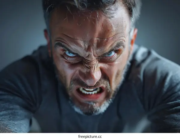 Close Up Portrait of an Angry Man