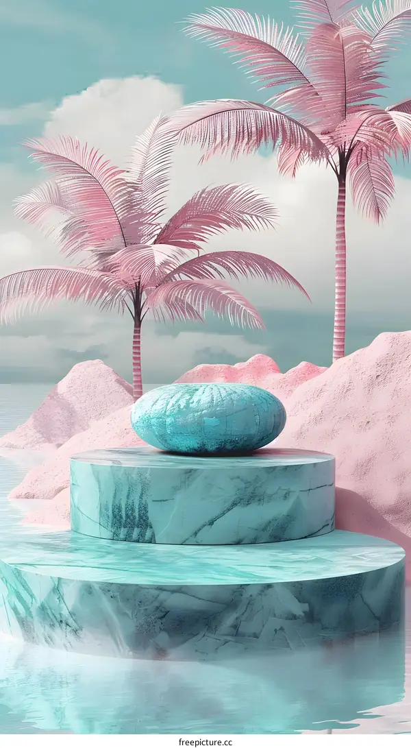 Pink Palm Tree Tropical Minimalist Background