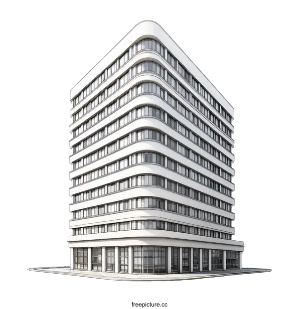 [Transparent Background PNG]Modern Architectural Sketch of a City Building