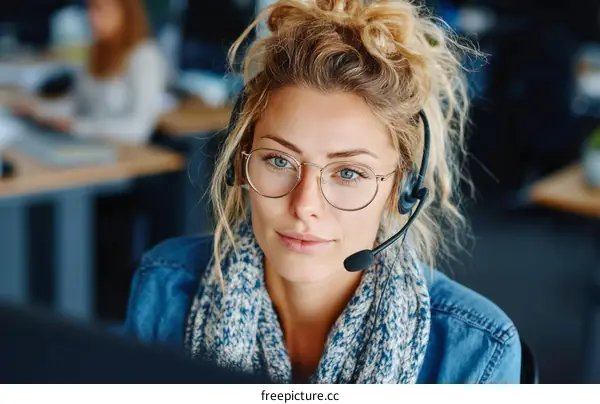 Focused Customer Service Representative in Office