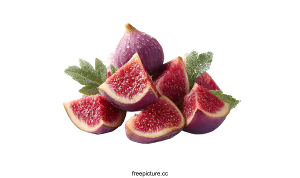 [Transparent Background PNG]Freshly Sliced Figs with Water Drops