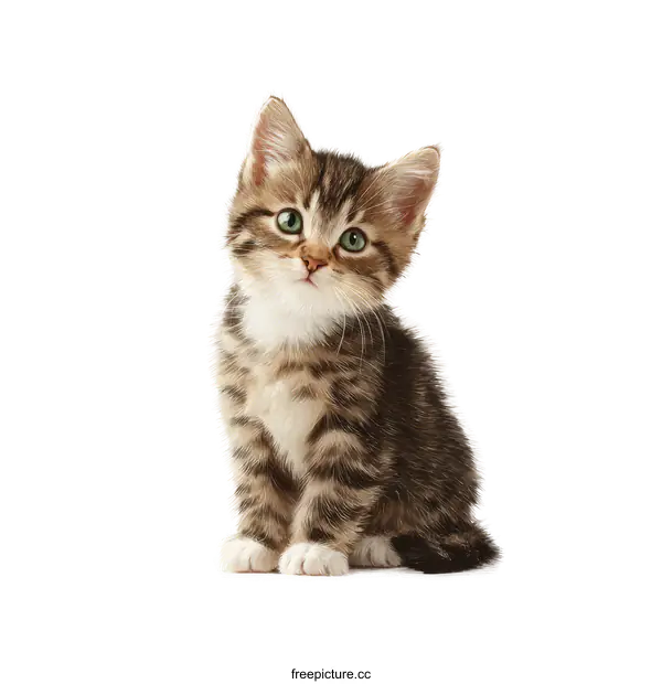[Transparent Background PNG]Adorable Kitten Portrait Against White Background
