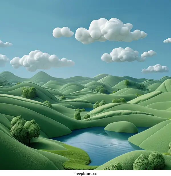 Green Hills and Blue Sky