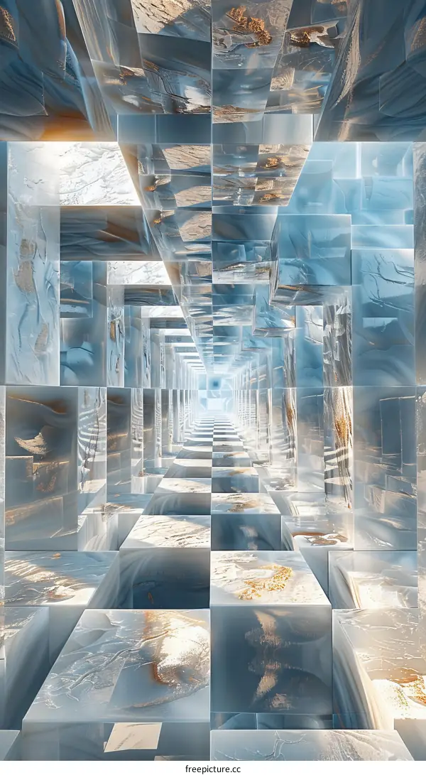 Surreal Checkerboard Cube Corridor