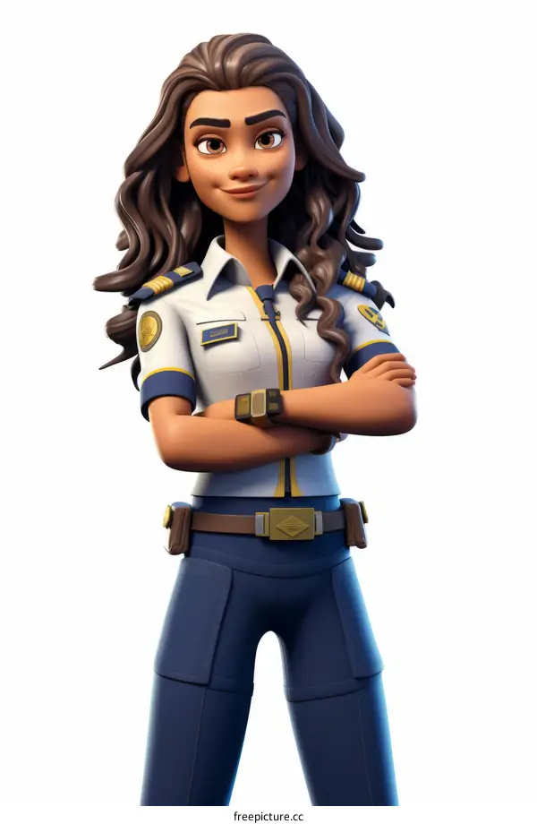 A 3D illustration of a female police officer