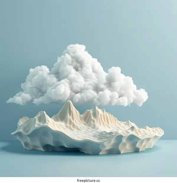 Fluffy clouds over mountain peaks