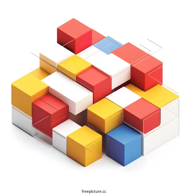 Abstract Colorful Cubes Geometric Shape Design