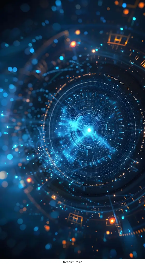 Abstract Futuristic Technology Background With Blue Lights