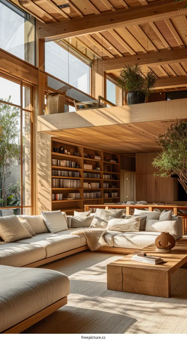 Modern Wooden Living Room with Natural Light