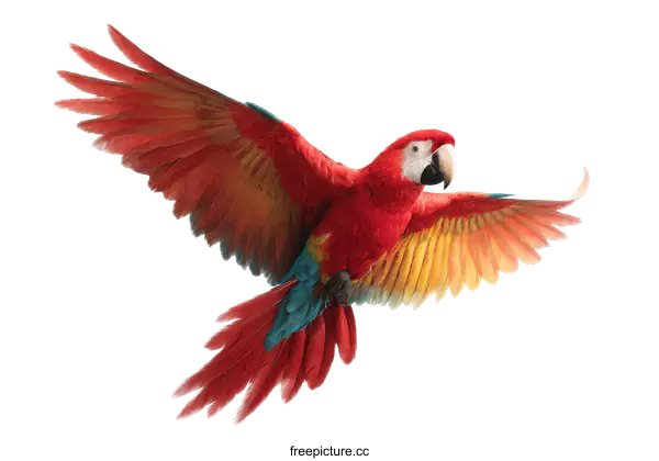 [Transparent Background PNG]Beautiful Scarlet Macaw in Flight