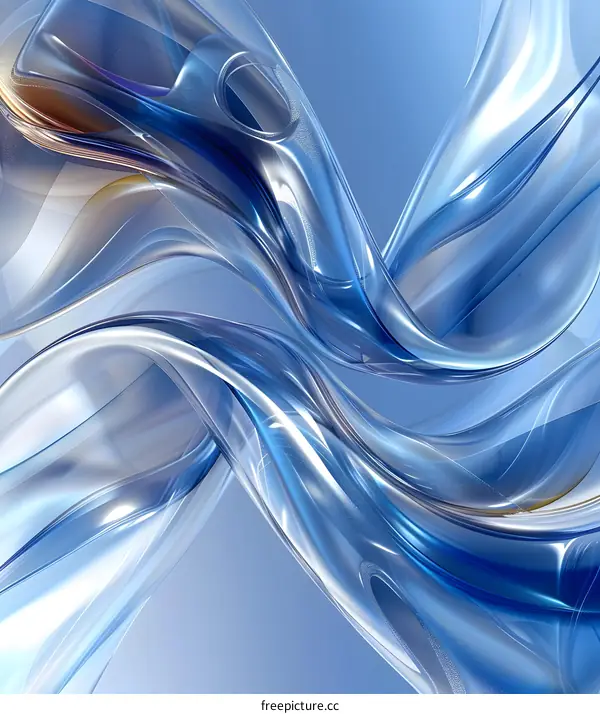 Blue abstract background with smooth light blue waves