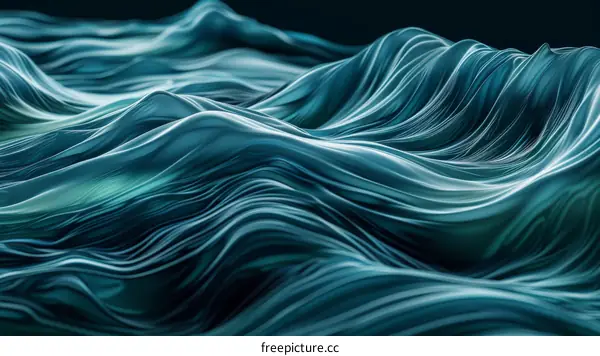 Abstract 3D rendering of a stormy sea with big waves