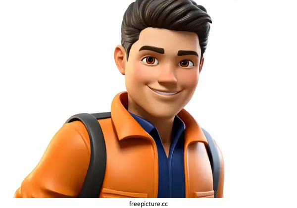 young man wearing orange smiling