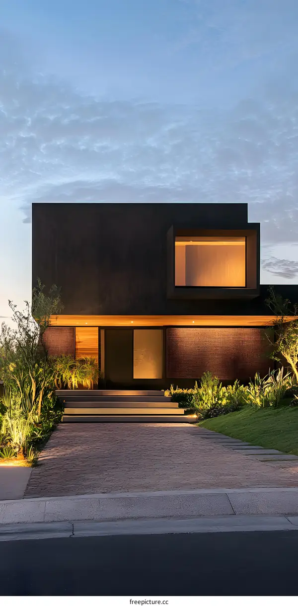 Modern Black House with Minimalist Design
