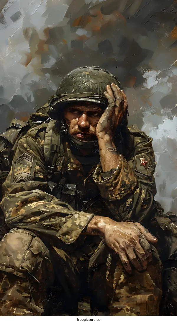 The Weary Soldier Portrait of Fatigue and Resilience