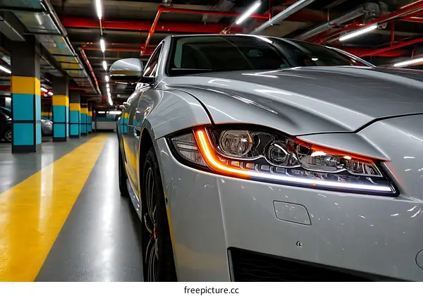 Luxury Car in Underground Parking Garage