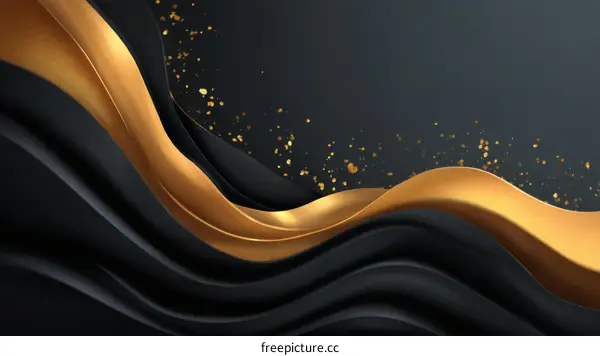 Abstract Golden and Black Wavy Background